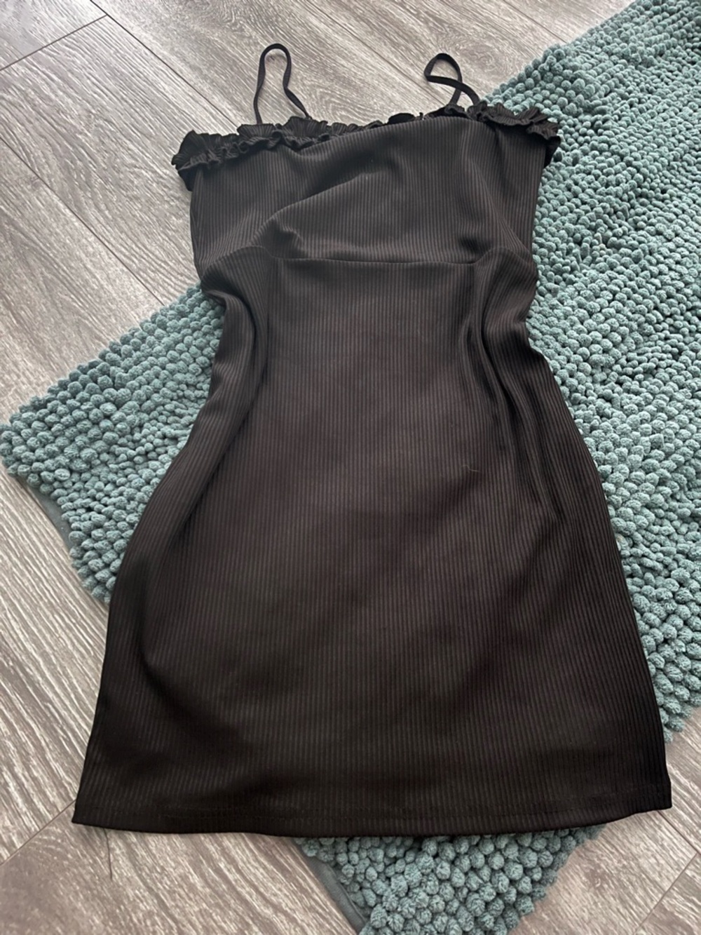 Black Ribbed Strap Dress - Sleek Women's Slip Dress large
